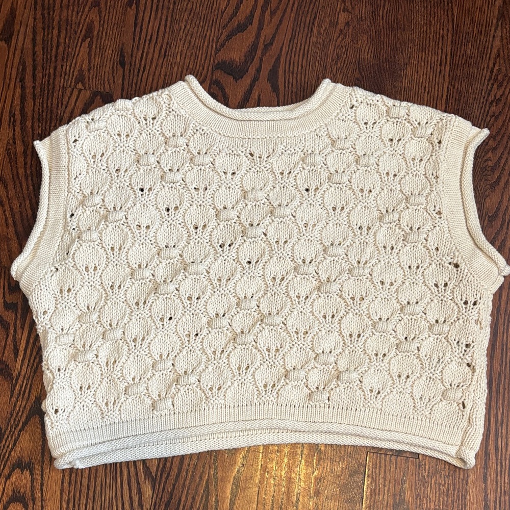 Zara Off-White Knit Sweater Vest